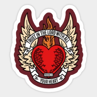 heart with wings that says trust in the lord with all your heart Sticker